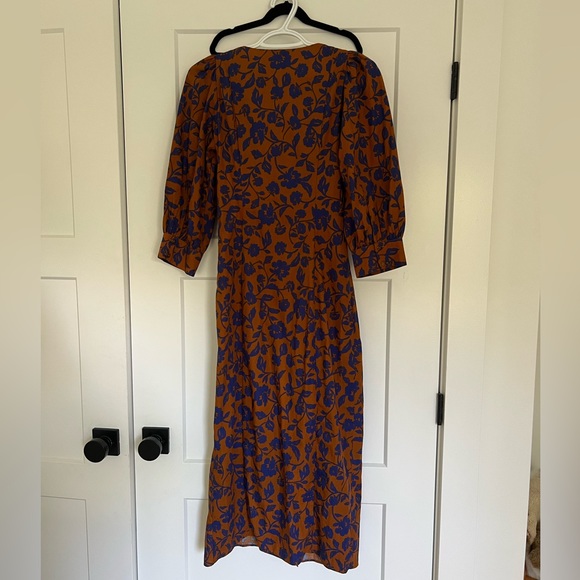 ZARA Cotton Poplin Puff Sleeve Midi Dress, Size XS - Picture 5 of 6